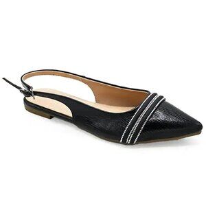 Women’s Black Pointed Toe Slingback Flats – Elegant Dress Shoes